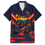 Personalised Adelaide Crows ANZAC Family Matching Off Shoulder Maxi Dress and Hawaiian Shirt Military Remembrance Australian Football Mascot Camouflage