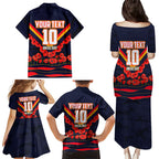 Personalised Adelaide Crows ANZAC Family Matching Puletasi and Hawaiian Shirt Military Remembrance Australian Football Mascot Camouflage