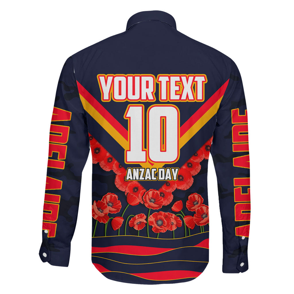 Personalised Adelaide Crows ANZAC Family Matching Puletasi and Hawaiian Shirt Military Remembrance Australian Football Mascot Camouflage