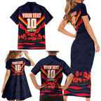 Personalised Adelaide Crows ANZAC Family Matching Short Sleeve Bodycon Dress and Hawaiian Shirt Military Remembrance Australian Football Mascot Camouflage