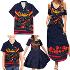 Personalised Adelaide Crows ANZAC Family Matching Summer Maxi Dress and Hawaiian Shirt Military Remembrance Australian Football Mascot Camouflage