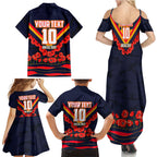 Personalised Adelaide Crows ANZAC Family Matching Summer Maxi Dress and Hawaiian Shirt Military Remembrance Australian Football Mascot Camouflage