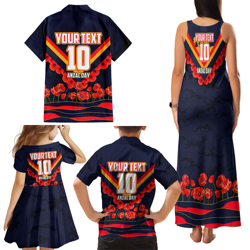 Personalised Adelaide Crows ANZAC Family Matching Tank Maxi Dress and Hawaiian Shirt Military Remembrance Australian Football Mascot Camouflage
