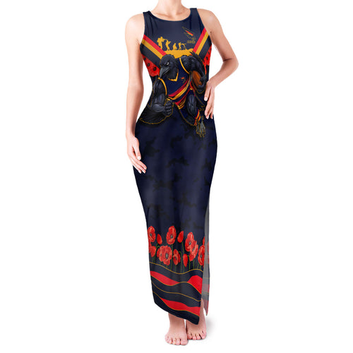 Personalised Adelaide Crows ANZAC Family Matching Tank Maxi Dress and Hawaiian Shirt Military Remembrance Australian Football Mascot Camouflage