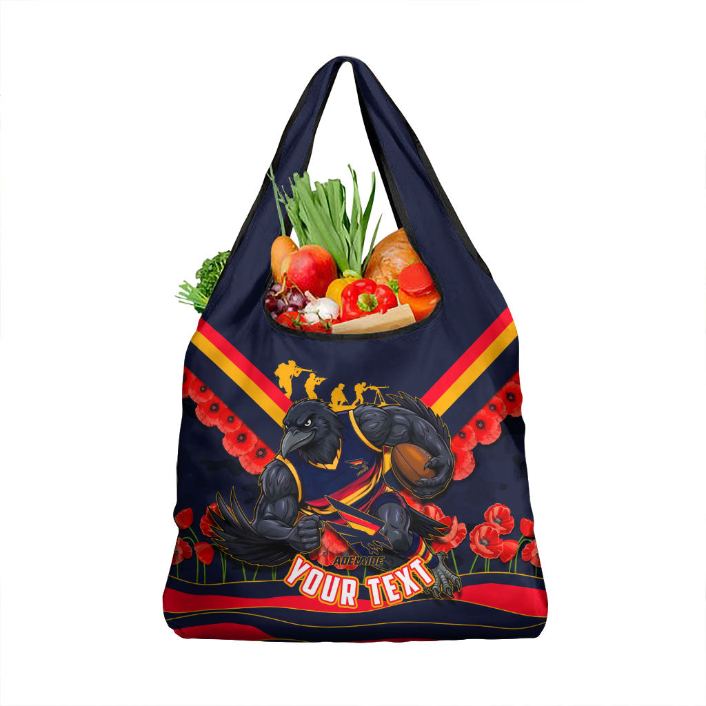 Personalised Adelaide Crows ANZAC Grocery Bag Military Remembrance Australian Football Mascot Camouflage