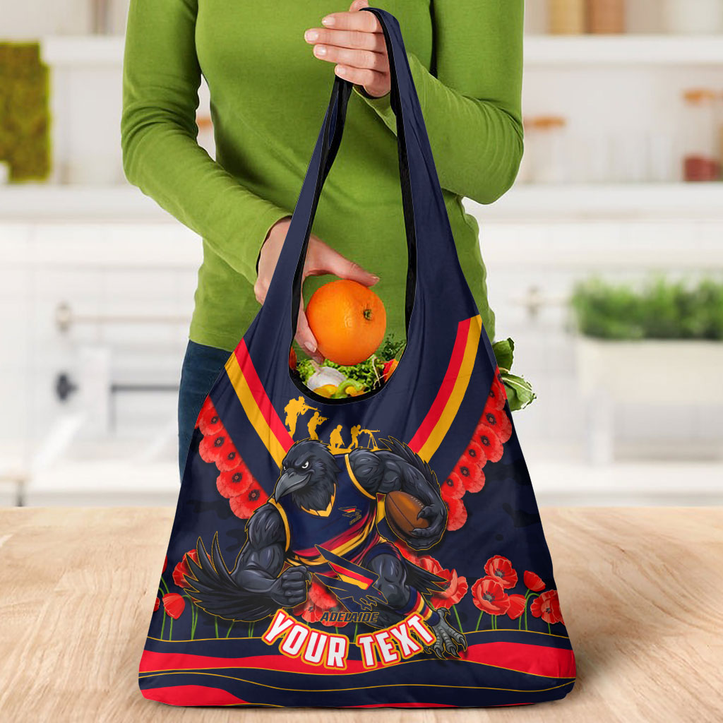 Personalised Adelaide Crows ANZAC Grocery Bag Military Remembrance Australian Football Mascot Camouflage