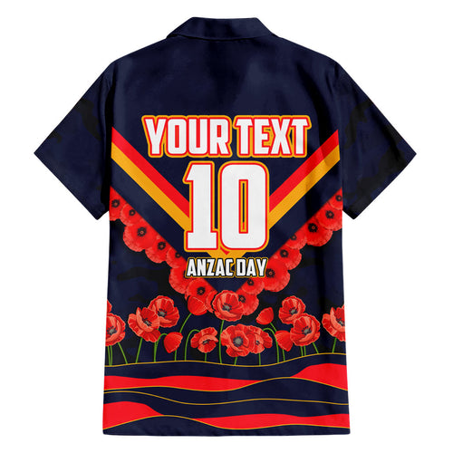 Personalised Adelaide Crows ANZAC Hawaiian Shirt Military Remembrance Australian Football Mascot Camouflage