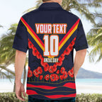 Personalised Adelaide Crows ANZAC Hawaiian Shirt Military Remembrance Australian Football Mascot Camouflage