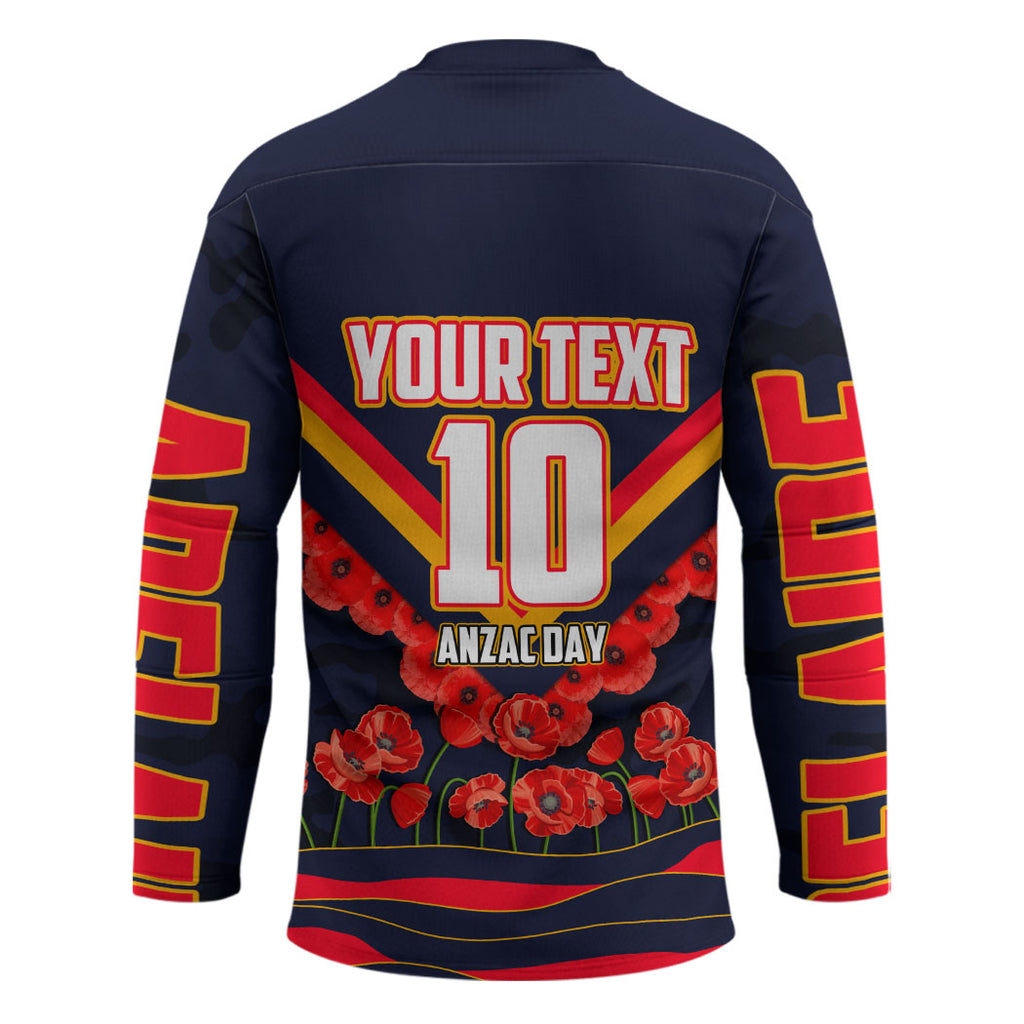 Personalised Adelaide Crows ANZAC Hockey Jersey Military Remembrance Australian Football Mascot Camouflage