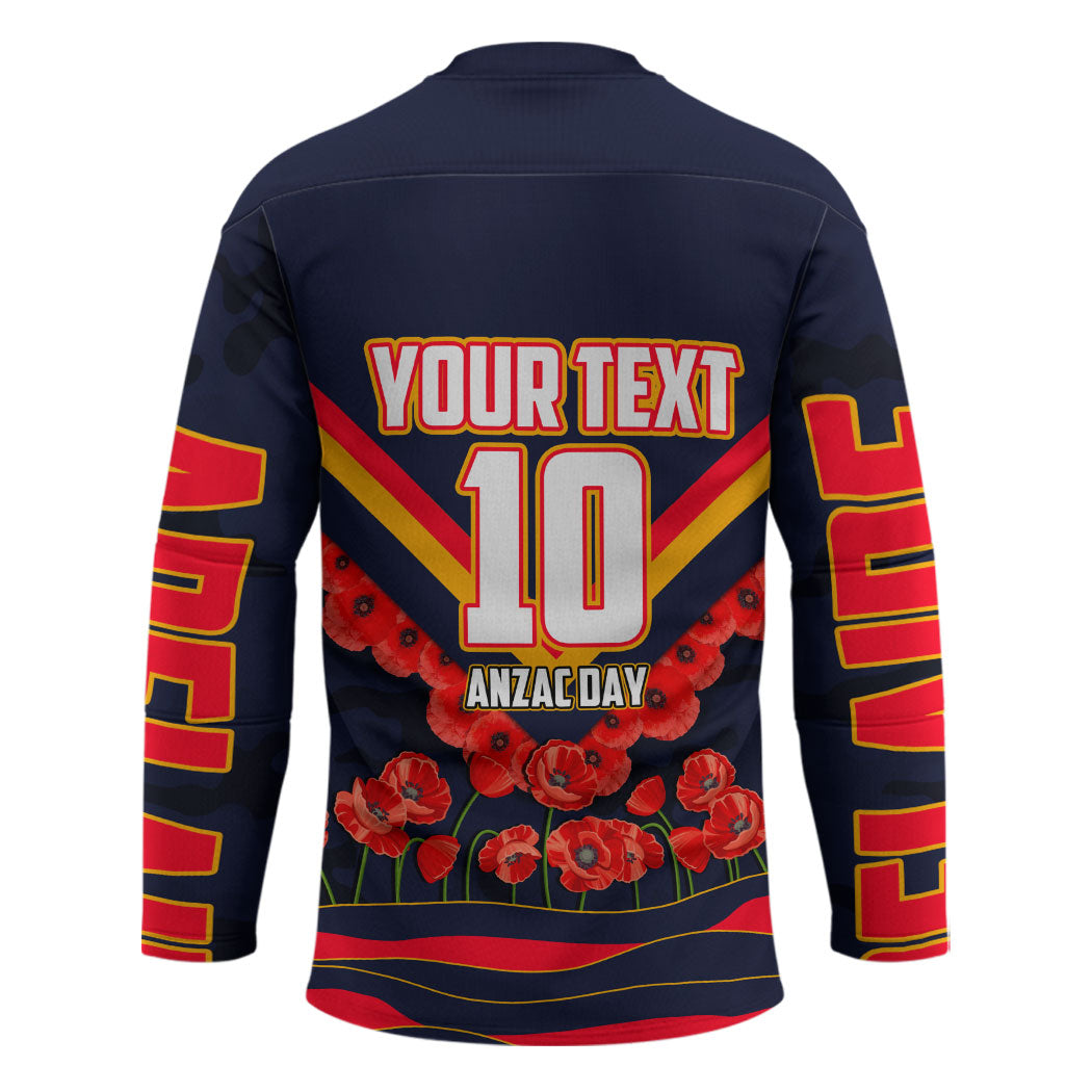 Personalised Adelaide Crows ANZAC Hockey Jersey Military Remembrance Australian Football Mascot Camouflage