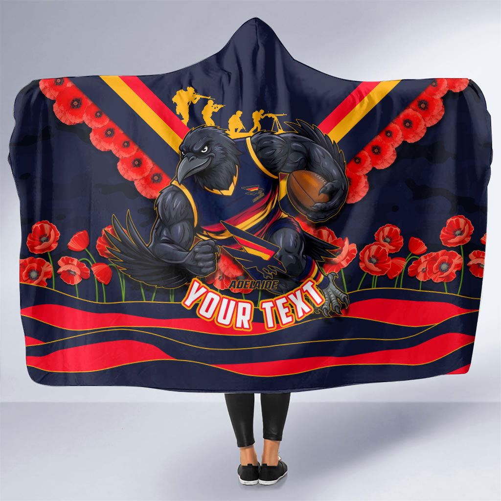 Personalised Adelaide Crows ANZAC Hooded Blanket Military Remembrance Australian Football Mascot Camouflage