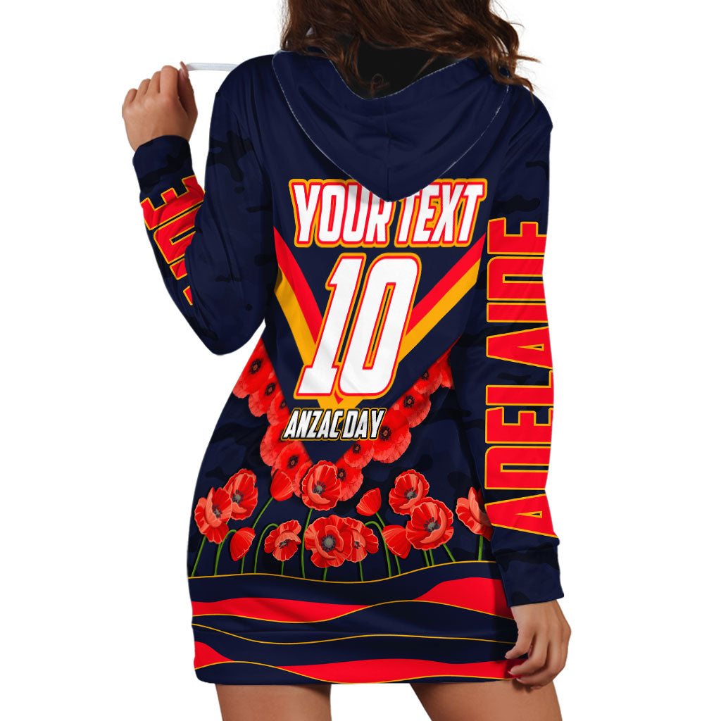 Personalised Adelaide Crows ANZAC Hoodie Dress Military Remembrance Australian Football Mascot Camouflage