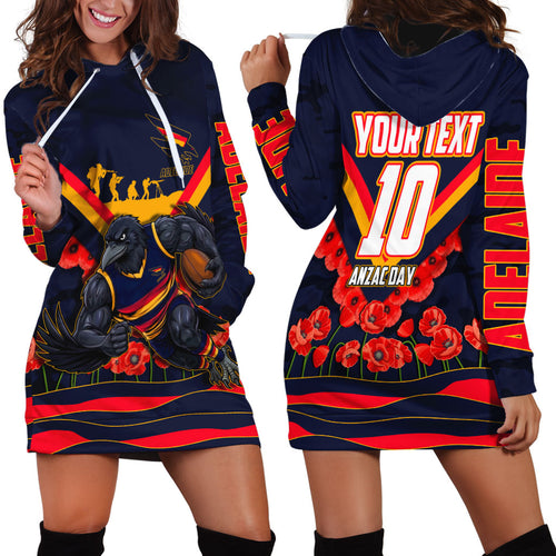 Personalised Adelaide Crows ANZAC Hoodie Dress Military Remembrance Australian Football Mascot Camouflage