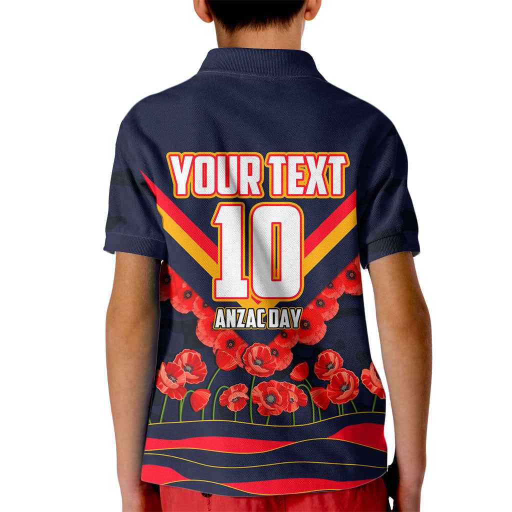 Personalised Adelaide Crows ANZAC Kid Polo Shirt Military Remembrance Australian Football Mascot Camouflage