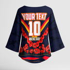 Personalised Adelaide Crows ANZAC Kimono Sleeve Blouse Military Remembrance Australian Football Mascot Camouflage