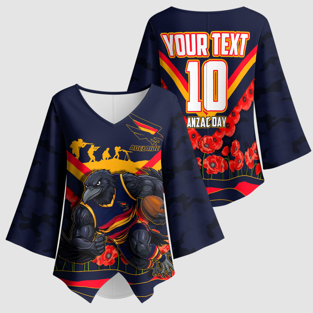 Personalised Adelaide Crows ANZAC Kimono Sleeve Blouse Military Remembrance Australian Football Mascot Camouflage