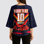 Personalised Adelaide Crows ANZAC Kimono Sleeve Blouse Military Remembrance Australian Football Mascot Camouflage