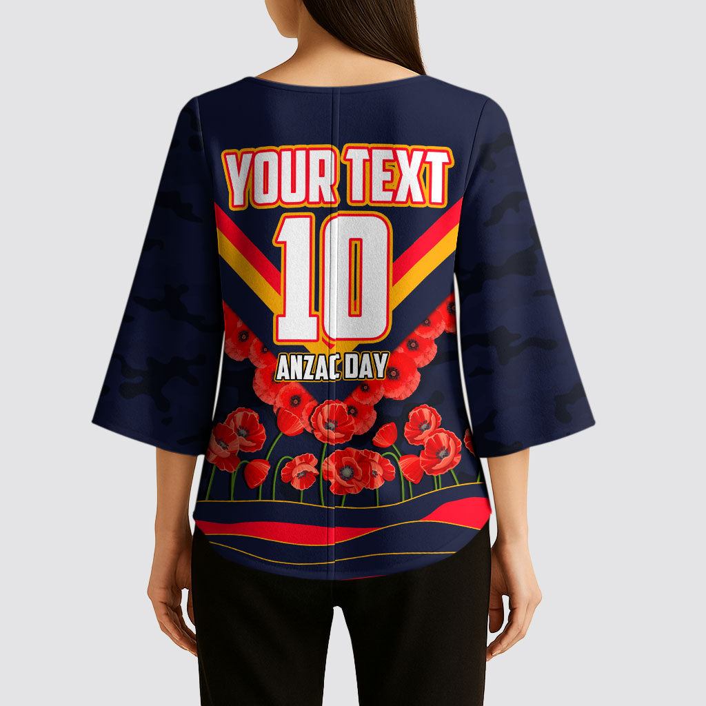 Personalised Adelaide Crows ANZAC Kimono Sleeve Blouse Military Remembrance Australian Football Mascot Camouflage