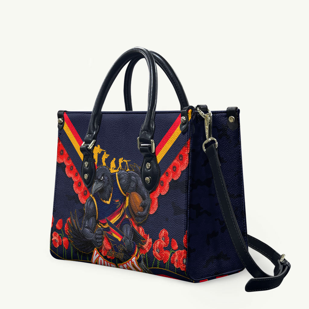 Personalised Adelaide Crows ANZAC Leather Bag Military Remembrance Australian Football Mascot Camouflage