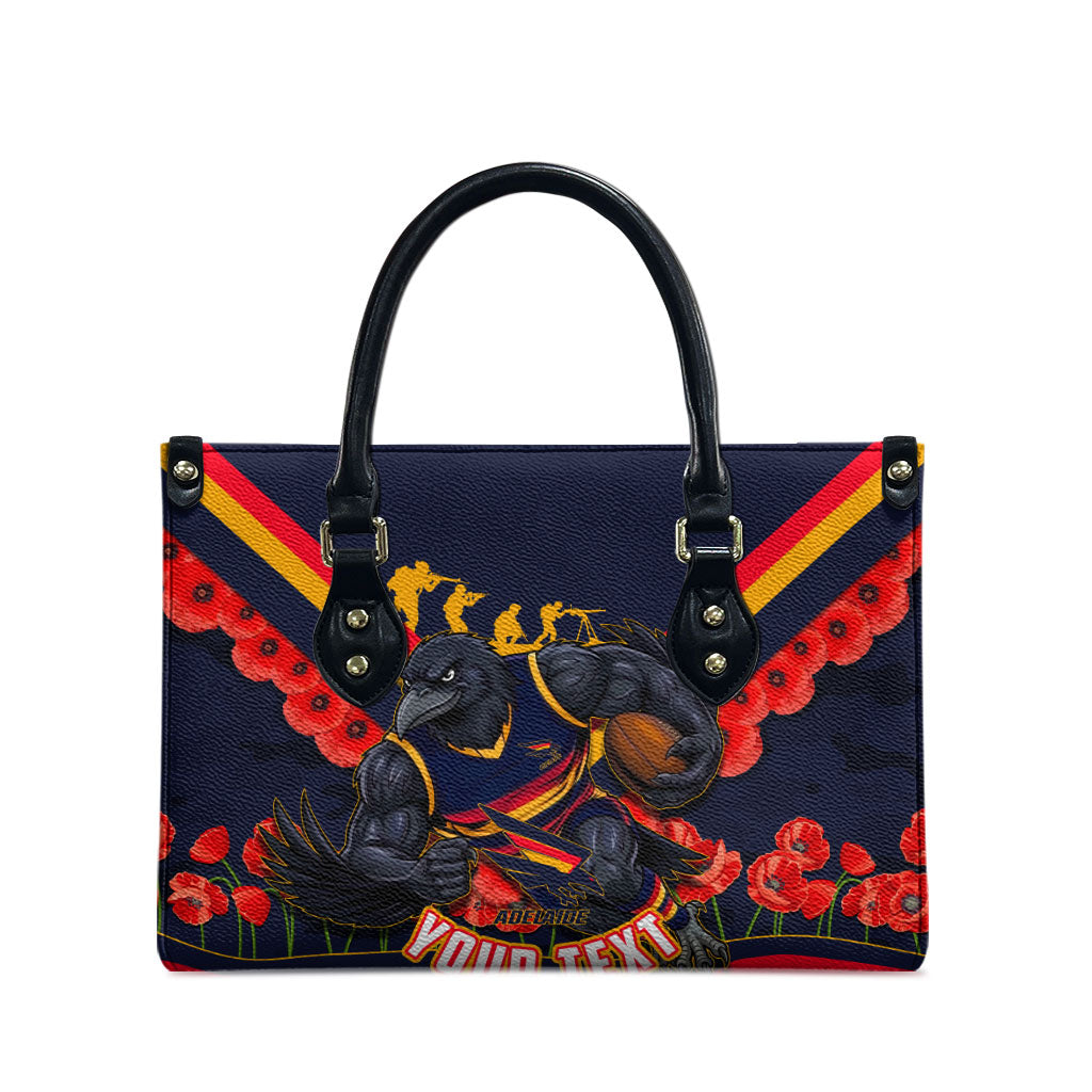 Personalised Adelaide Crows ANZAC Leather Bag Military Remembrance Australian Football Mascot Camouflage