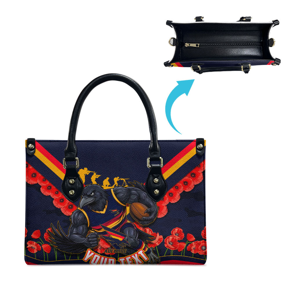 Personalised Adelaide Crows ANZAC Leather Bag Military Remembrance Australian Football Mascot Camouflage