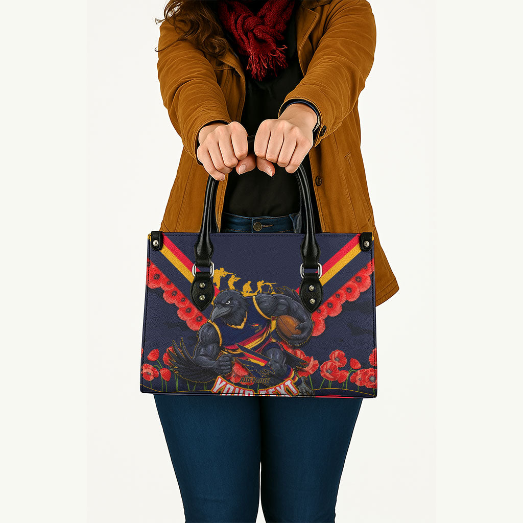 Personalised Adelaide Crows ANZAC Leather Bag Military Remembrance Australian Football Mascot Camouflage