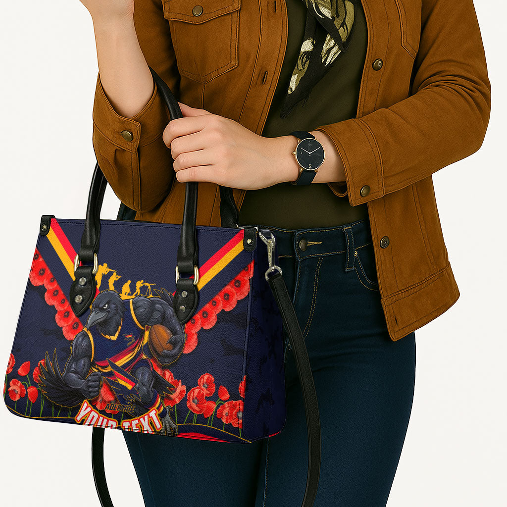 Personalised Adelaide Crows ANZAC Leather Bag Military Remembrance Australian Football Mascot Camouflage