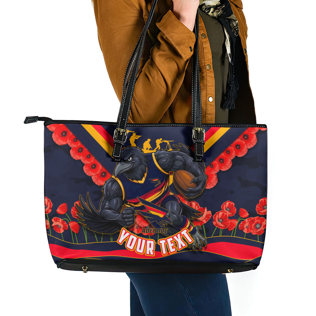Personalised Adelaide Crows ANZAC Leather Tote Bag Military Remembrance Australian Football Mascot Camouflage