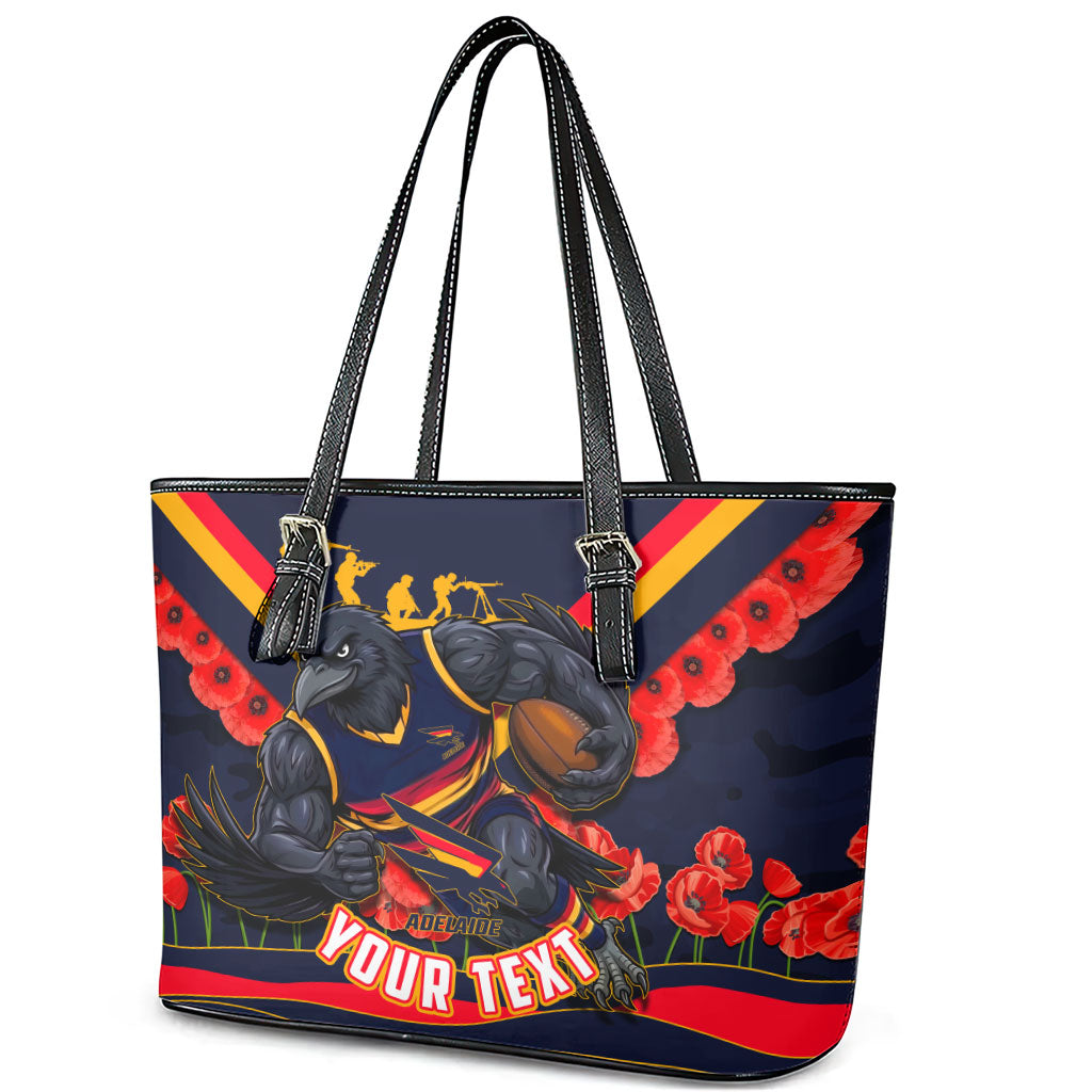 Personalised Adelaide Crows ANZAC Leather Tote Bag Military Remembrance Australian Football Mascot Camouflage