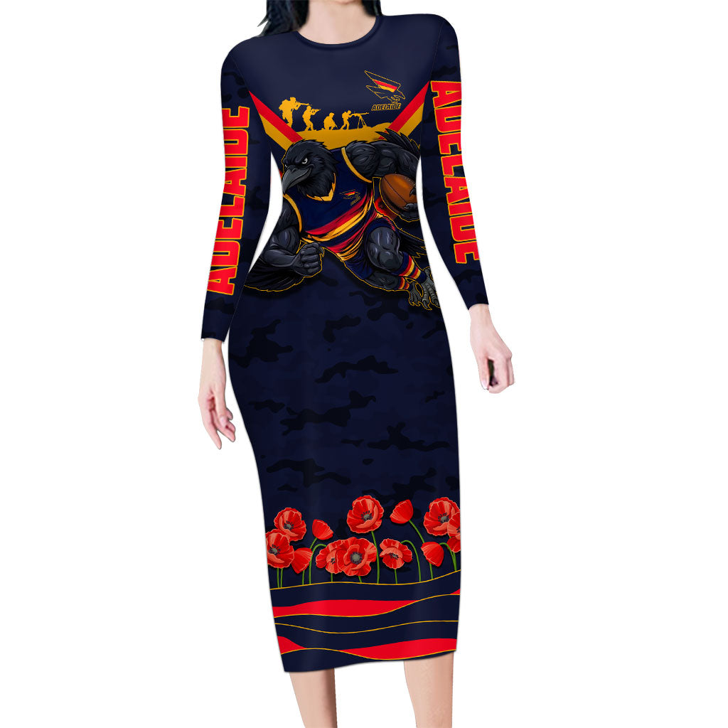 Personalised Adelaide Crows ANZAC Long Sleeve Bodycon Dress Military Remembrance Australian Football Mascot Camouflage
