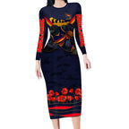 Personalised Adelaide Crows ANZAC Long Sleeve Bodycon Dress Military Remembrance Australian Football Mascot Camouflage