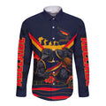 Personalised Adelaide Crows ANZAC Long Sleeve Button Shirt Military Remembrance Australian Football Mascot Camouflage