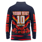 Personalised Adelaide Crows ANZAC Long Sleeve Polo Shirt Military Remembrance Australian Football Mascot Camouflage