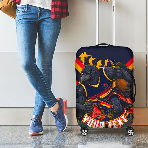 Personalised Adelaide Crows ANZAC Luggage Cover Military Remembrance Australian Football Mascot Camouflage