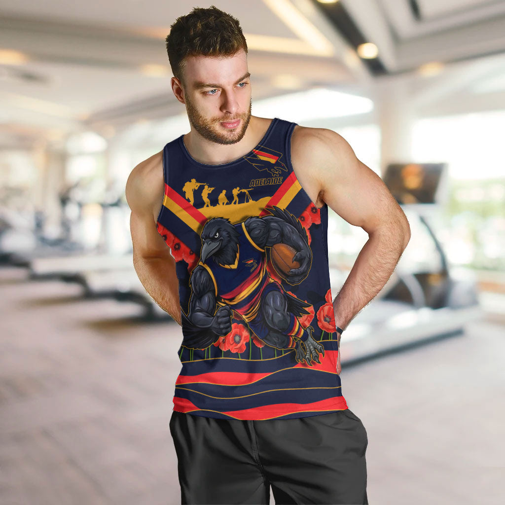 Personalised Adelaide Crows ANZAC Men Tank Top Military Remembrance Australian Football Mascot Camouflage