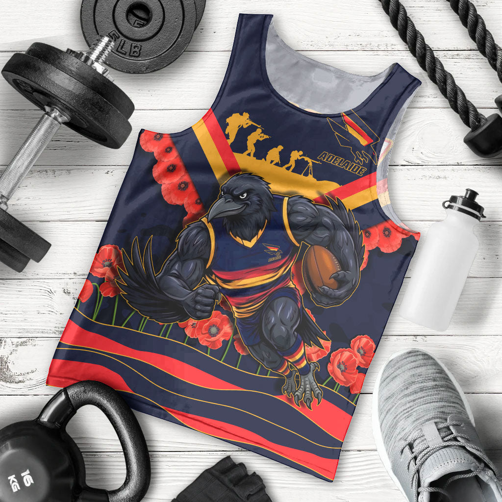 Personalised Adelaide Crows ANZAC Men Tank Top Military Remembrance Australian Football Mascot Camouflage