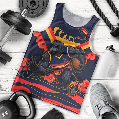Personalised Adelaide Crows ANZAC Men Tank Top Military Remembrance Australian Football Mascot Camouflage