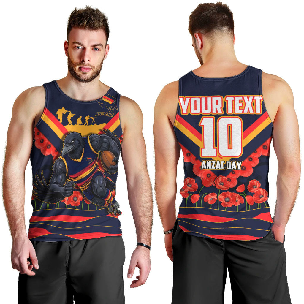 Personalised Adelaide Crows ANZAC Men Tank Top Military Remembrance Australian Football Mascot Camouflage