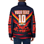 Personalised Adelaide Crows ANZAC Padded Jacket Military Remembrance Australian Football Mascot Camouflage