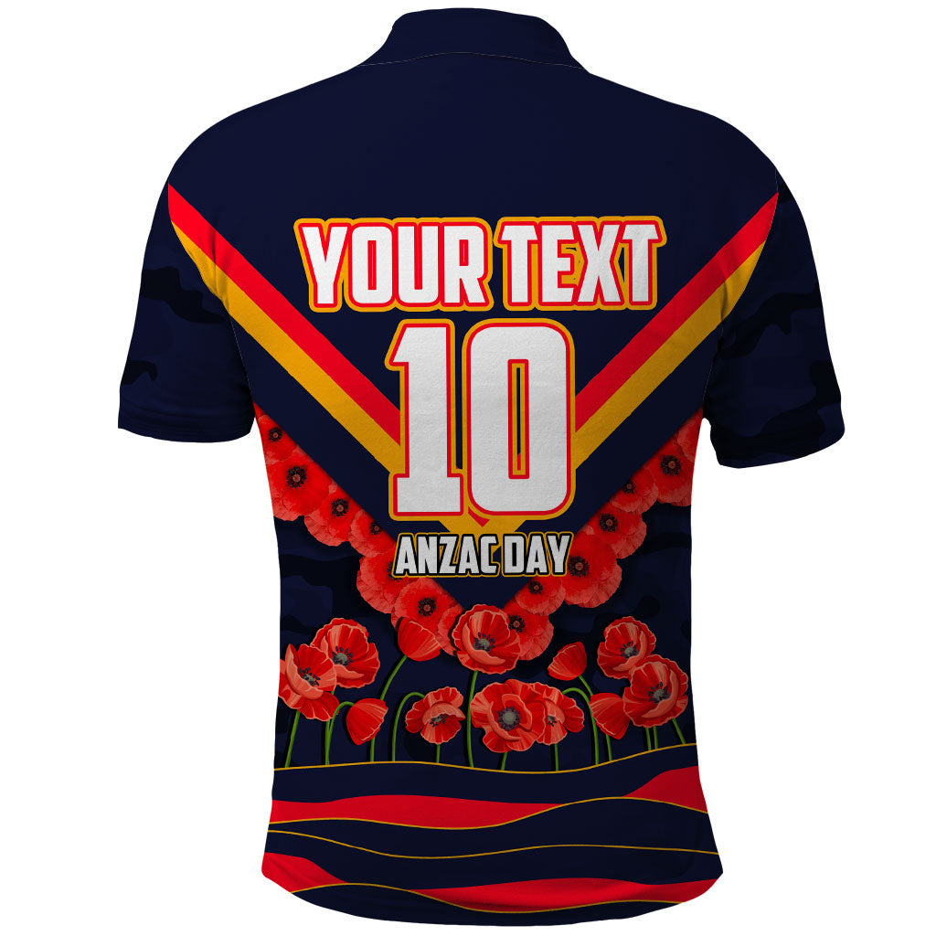 Personalised Adelaide Crows ANZAC Polo Shirt Military Remembrance Australian Football Mascot Camouflage