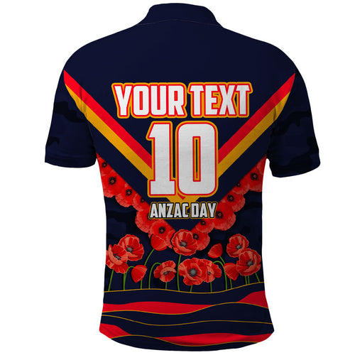 Personalised Adelaide Crows ANZAC Polo Shirt Military Remembrance Australian Football Mascot Camouflage