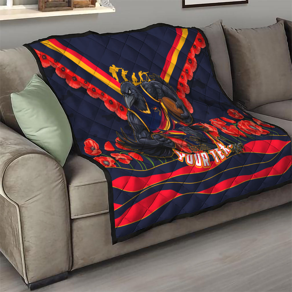 Personalised Adelaide Crows ANZAC Quilt Military Remembrance Australian Football Mascot Camouflage