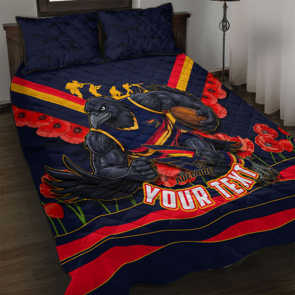Personalised Adelaide Crows ANZAC Quilt Bed Set Military Remembrance Australian Football Mascot Camouflage