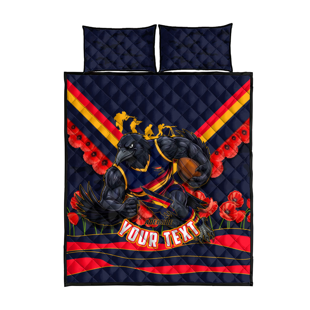 Personalised Adelaide Crows ANZAC Quilt Bed Set Military Remembrance Australian Football Mascot Camouflage