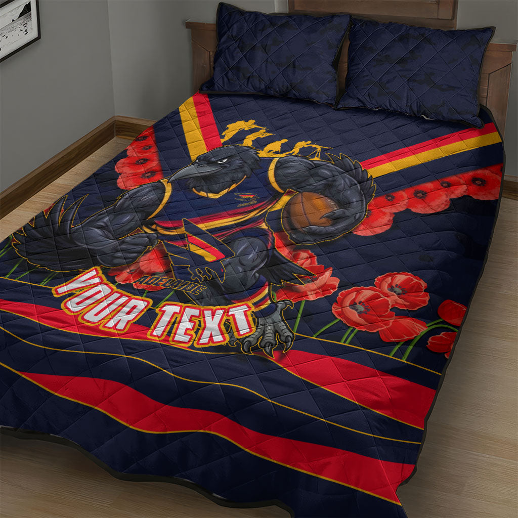 Personalised Adelaide Crows ANZAC Quilt Bed Set Military Remembrance Australian Football Mascot Camouflage