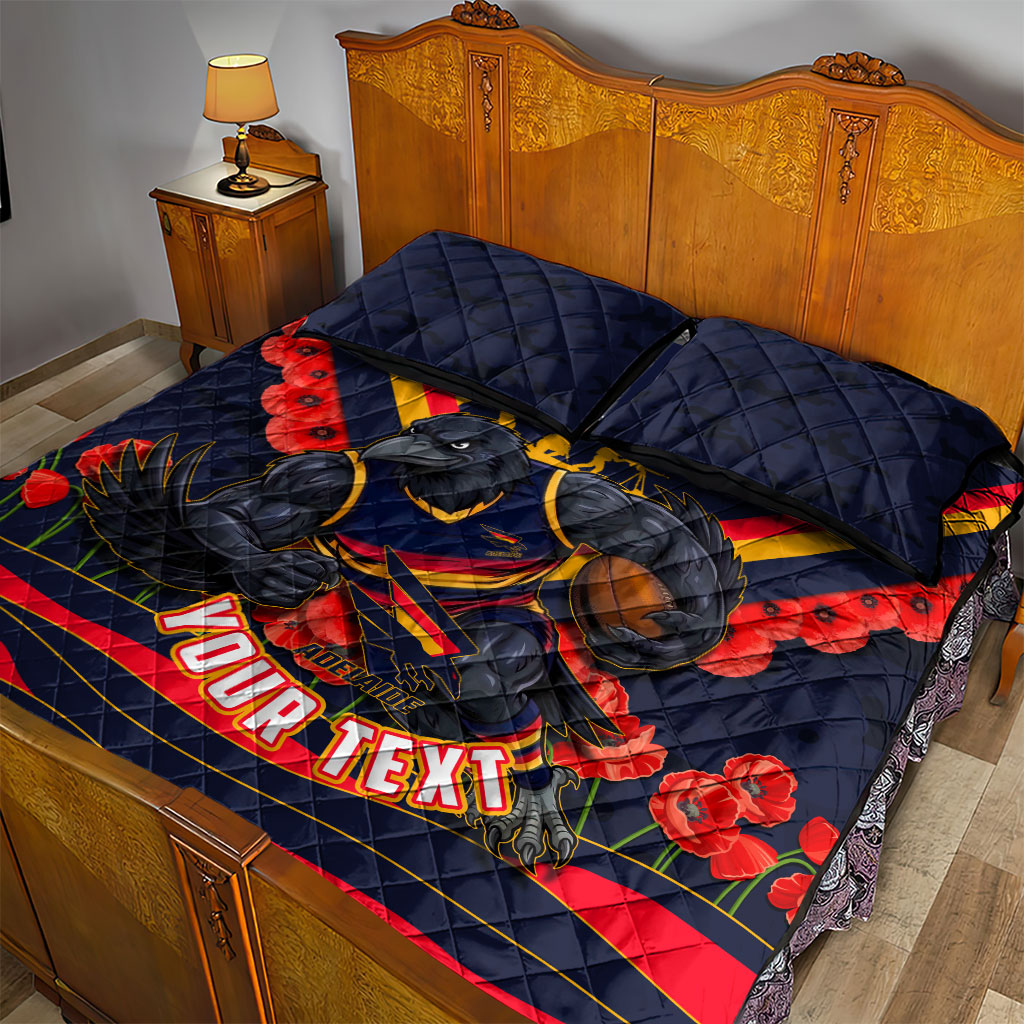 Personalised Adelaide Crows ANZAC Quilt Bed Set Military Remembrance Australian Football Mascot Camouflage