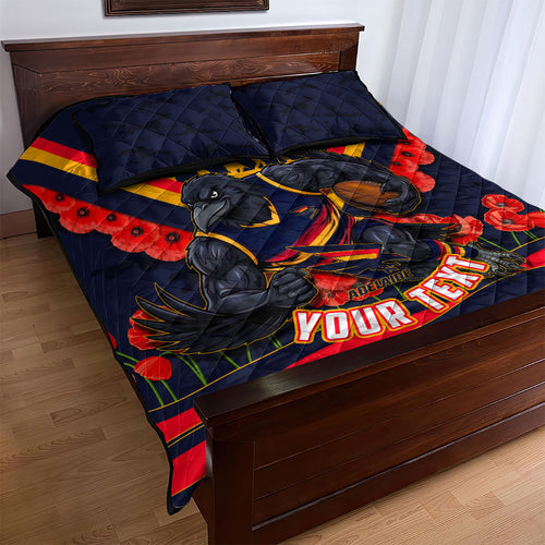 Personalised Adelaide Crows ANZAC Quilt Bed Set Military Remembrance Australian Football Mascot Camouflage