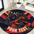 Personalised Adelaide Crows ANZAC Round Carpet Military Remembrance Australian Football Mascot Camouflage