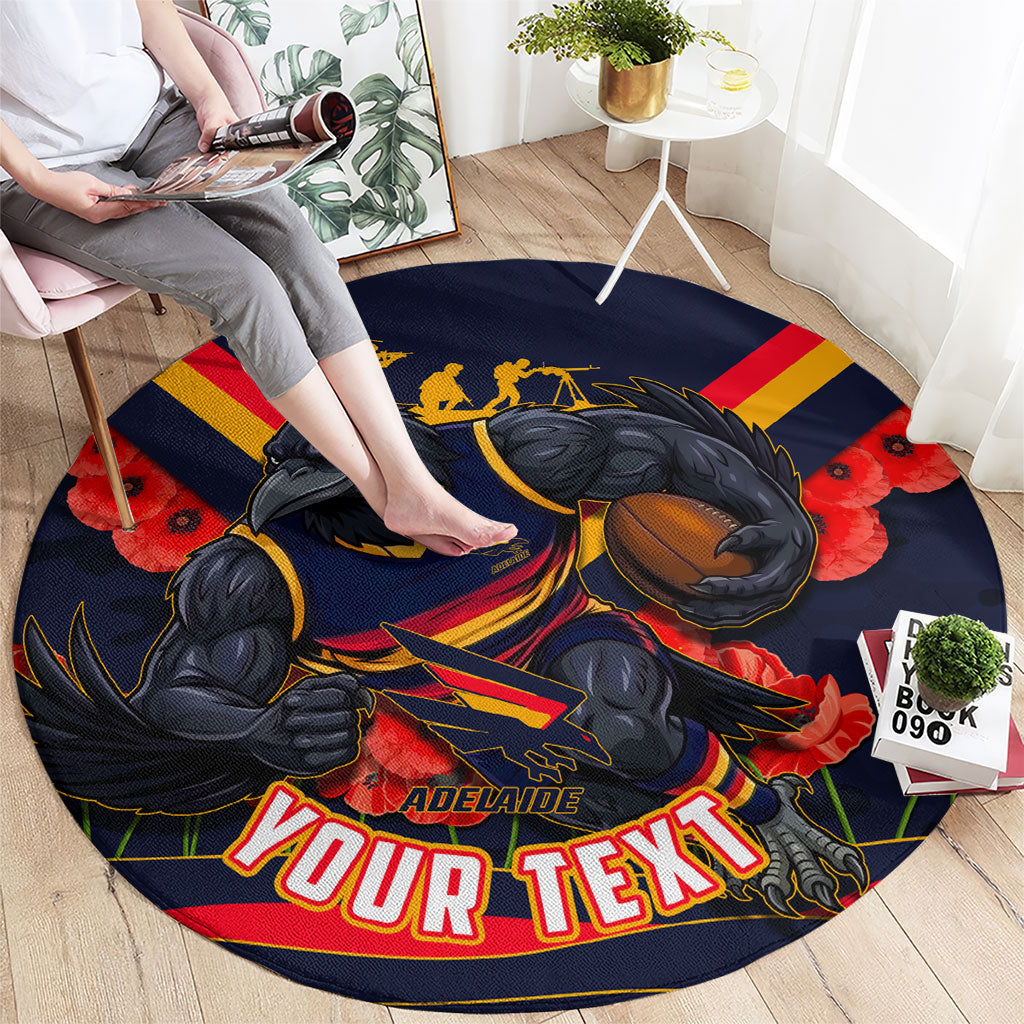 Personalised Adelaide Crows ANZAC Round Carpet Military Remembrance Australian Football Mascot Camouflage