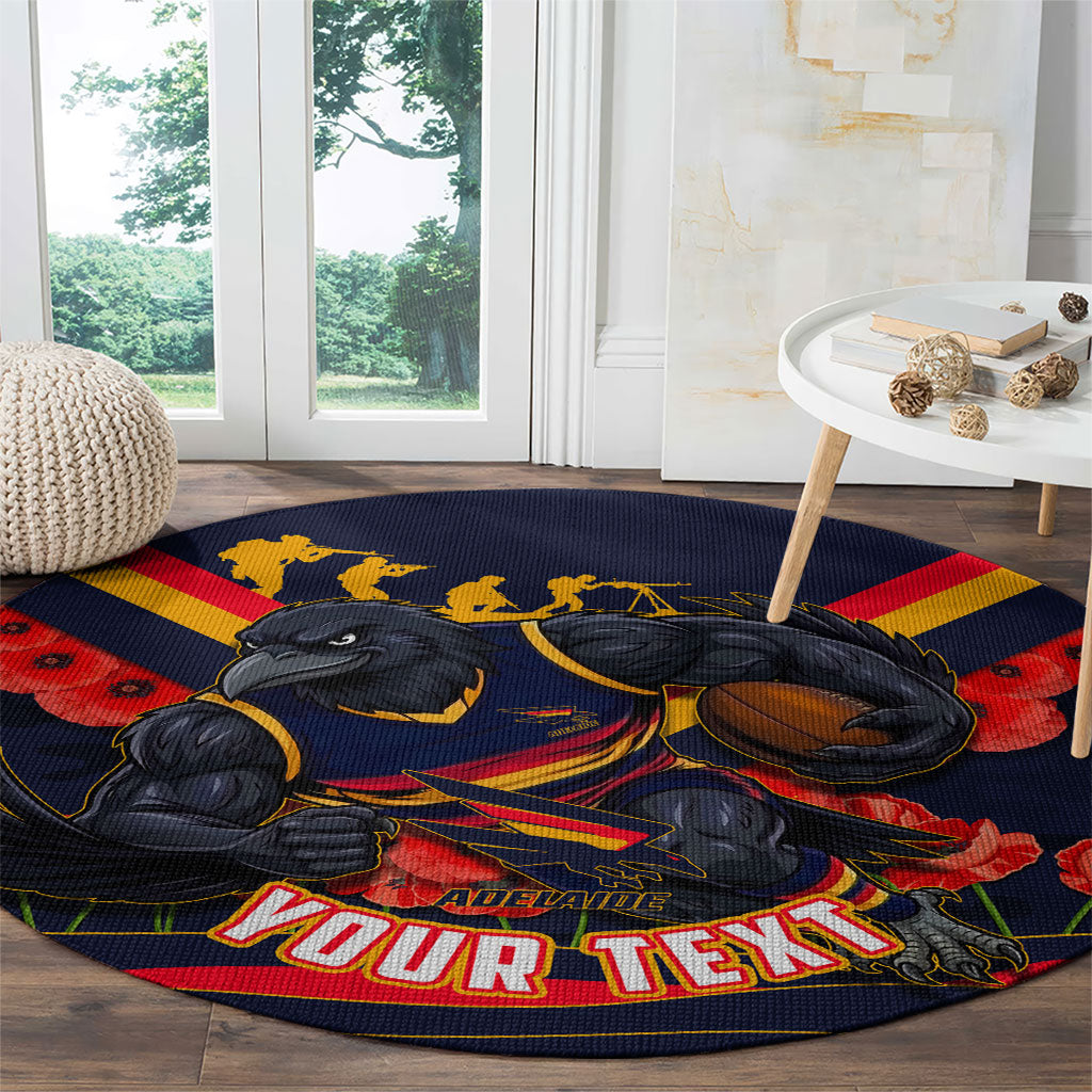 Personalised Adelaide Crows ANZAC Round Carpet Military Remembrance Australian Football Mascot Camouflage